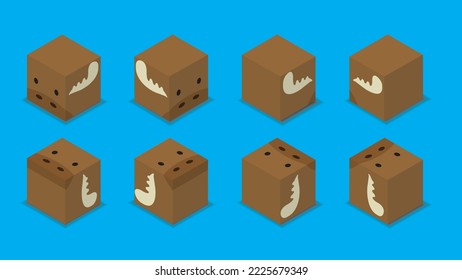 Animal Dice 3D Characters Animal Moose Cartoon Vector