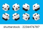 Animal Dice 3D Characters Animal Panda Bear Cartoon Vector