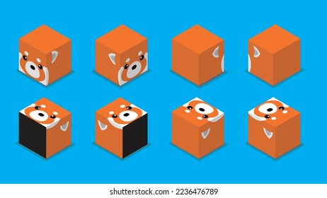 Animal Dice 3D Characters Animal Red Panda Cartoon Vector