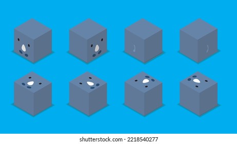 Animal Dice 3D Characters Animal Rhinoceros Cartoon Vector