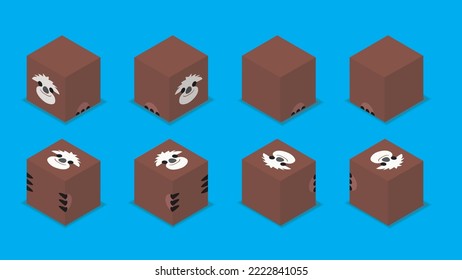 Animal Dice 3D Characters Animal Sloth Cartoon Vector