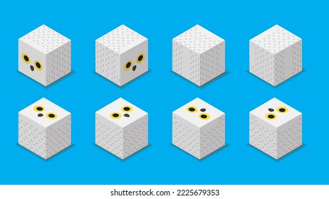 Animal Dice 3D Characters Animal Snowy Owl Cartoon Vector