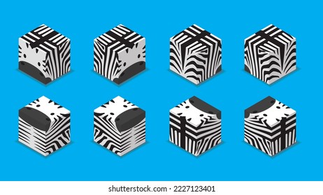 Caracteres 3D de los dados de animales Vector de dibujos animados de cebra