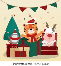 Animal in different activity design element for invitation card, party, animal lover, New Year's, Christmas, birthday parties and children's parties. Design elements for the web, cards and publication