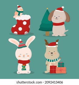 Animal in different activity design element for invitation card, party, animal lover, New Year's, Christmas, birthday parties and children's parties. Design elements for the web, cards and publication