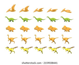 Animal Dinosaur Animation Moves Frame Sequence Cute Cartoon Vector Illustration