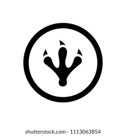 Animal or Dinosaur Footprint, Claw Symbol and Circle Outline, Icon Concept, Vector Logo Design