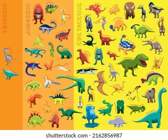 Tierische Dinosaurier Art Periodenbildungs-Vektorgrafik-Set