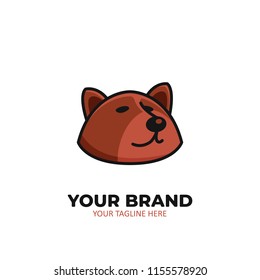 Animal Dog Bear head logo icon in cute outline cartoon style