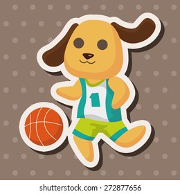 Animal dog doing sports cartoon theme elements