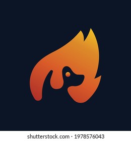 Animal Dog Fire Vector Logo Design
