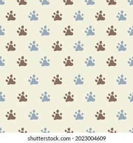 Animal or dog footprints, gray and brown, in pattern, vector.