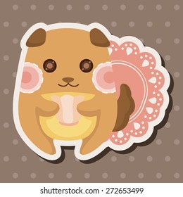 animal dog having afternoon tea theme elements