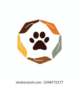 Animal dog paw in people hand
