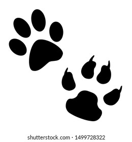 Animal, dog paw print. Isolated silhouette.  vector illustration