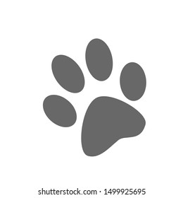 Animal, dog paw print. Isolated silhouette.  vector illustration