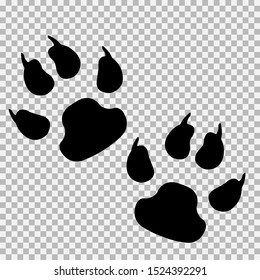 Animal, dog paw print. Set of different animal paw print. Isolated silhouette.