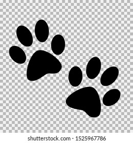 Animal, dog paw print. Set of different animal paw print. Isolated silhouette.