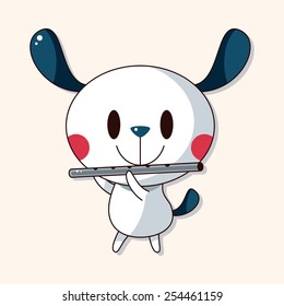 animal dog playing instrument cartoon theme elements