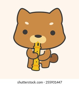 animal dog playing instrument cartoon theme elements