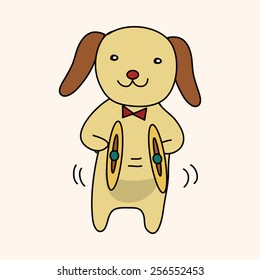animal dog playing instrument cartoon theme elements