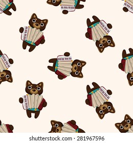 animal dog playing instrument cartoon , cartoon seamless pattern background