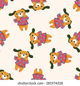 animal dog playing instrument cartoon , cartoon seamless pattern background
