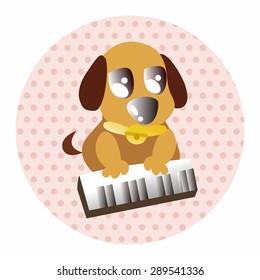 animal dog playing instrument cartoon theme elements