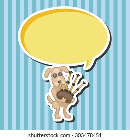 animal dog playing instrument cartoon theme elements