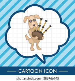animal dog playing instrument cartoon theme elements