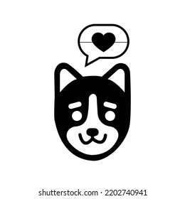 Animal dog talk love chat icon | Black Vector illustration |