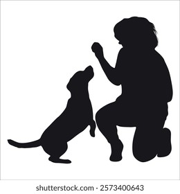 Animal Dog with Trainer or person vector illustration