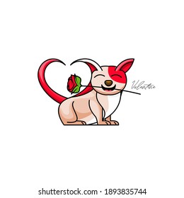 Animal dog with valentine concept design vector template