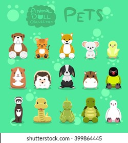 Animal Dolls Pet Set Cartoon Vector Illustration