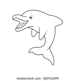 Animal Dolphin Outline Cartoon Illustration Stock Vector (Royalty Free ...