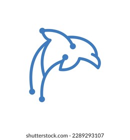 Animal dolphin swim tech line simple logo