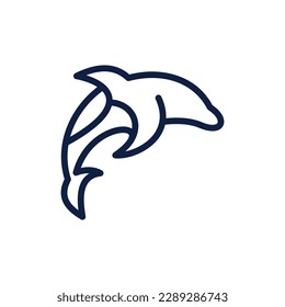 Animal dolphin swimming line simple logo