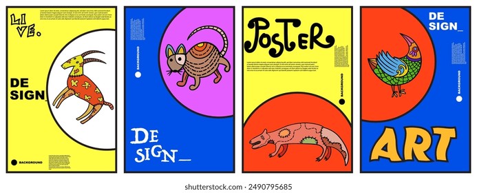 animal doodle hand drawing background for design, background, banner, poster, etc