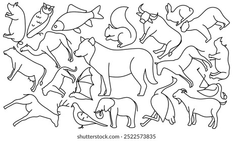 animal doodle icon line vector design in trendy style with editable stroke