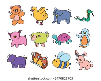 Animal Doodle Illustration Set Collection