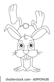 Animal doodle outline for cute rabbit illustration