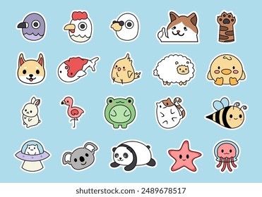 Animal Doodle Sticker Element Set