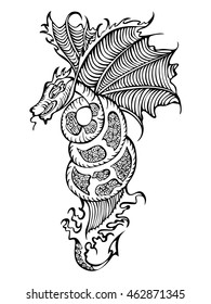 animal dragon black bird decorative art tattoo