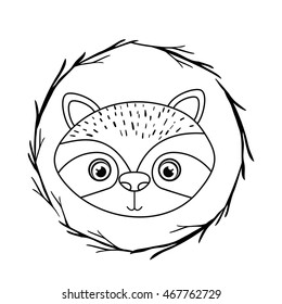 animal drawing within wreath icon vector illustration graphic