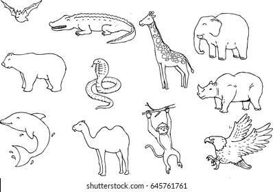 animal drawn line set
