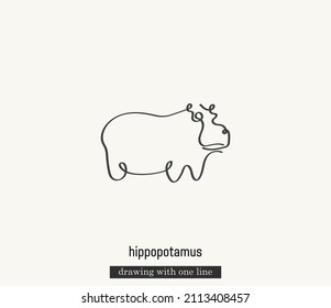 An animal drawn with a single line. Hippopotamus