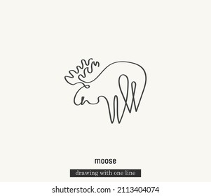 An animal drawn with a single line. Moose