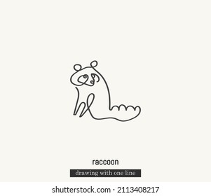 An animal drawn with a single line. Raccoon