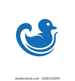Animal Duck Swimming Wave Creative Simple Logo