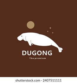 animal dugong natural logo vector icon silhouette retro hipster